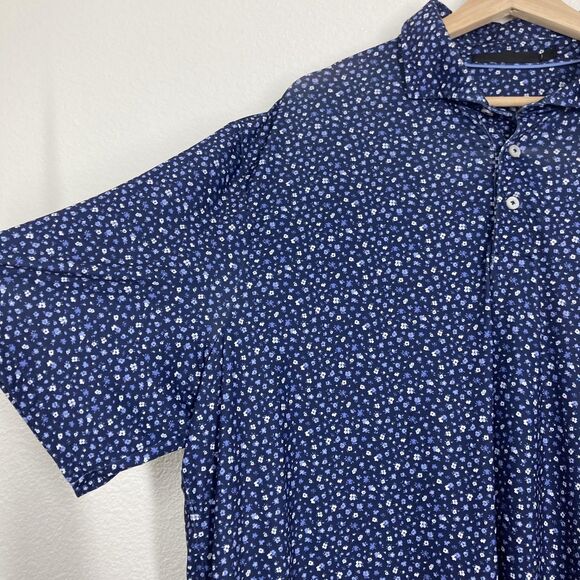 RLX Ralph Lauren Polo Shirt Mens Extra Large Navy Blue Floral Golf Performance - Picture 4 of 15